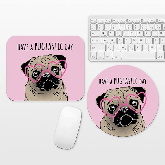 Pug Mouse Pad Round or Rectangle, Pug Mousepad Dog Mouse Pad Pink Mouse Pad Cute Mouse Pad Funny Mouse Pad Pug Desk Decor, Mouse Pad for Her