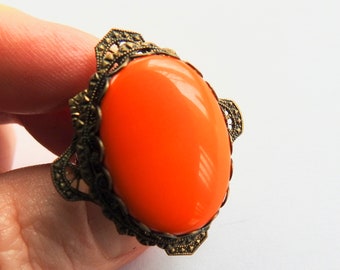 Lucite Brass Adjustable Ring