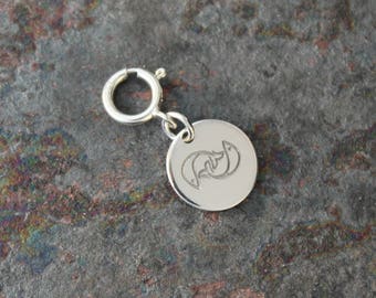 Pisces Jewelry - .925 Sterling Silver Pisces Charm w/ Spring Ring Clasp - Zodiac Jewelry - .925 Sterling Silver Fine Jewelry - FREE SHIPPING