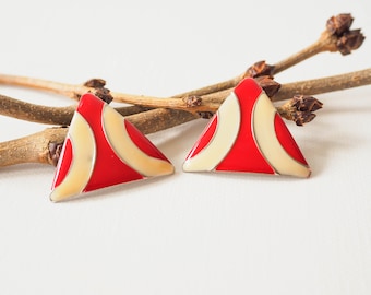 Vintage Enamel Earrings/ Vintage Earrings/ Vintage Jewelry/ Earrings/ 1980s Jewelry/ Enamel jewelries/ 80s Earrings/ Stud Earrings