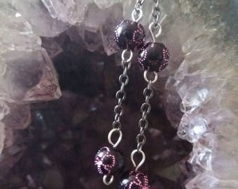 black beads and black chain hook earrings
