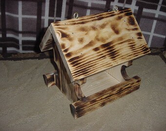 Burned Finish and Sealed Open Bird Feeder