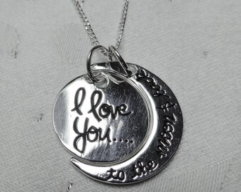 I Love You to The Moon and Back - Pendant Sterling Silver on 16/18" chain