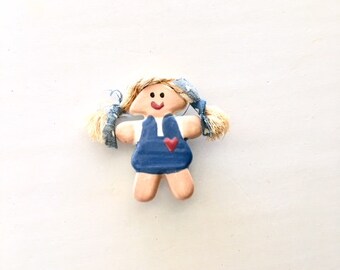 Girl Brooch, Figural Brooch, Girl Pin