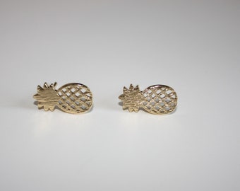 Pineapple earrings - gold pineapple studs - pineapples - gold earrings - beach earrings - summer studs - dainty studs -