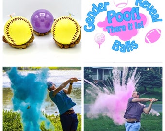 SOFTBALL 2x Powder of Baseball Gender Reveal Balls Pack (Custom Color Combinations and Styles) Gender Reveal Softball