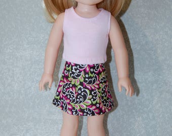 Pink Tank Top and skirt set handmade for 14.5 inch Wellie Wishers tkct1126 READY TO SHIP