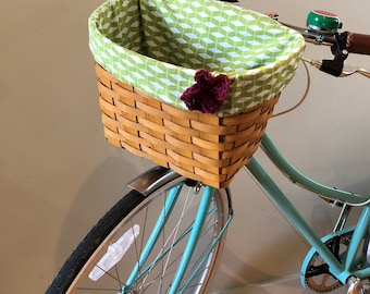 Green and White Bike Basket Liner