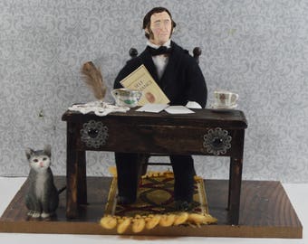 Ralph Waldo Emerson Diorama Scene Unique Art Bookshelf Decor