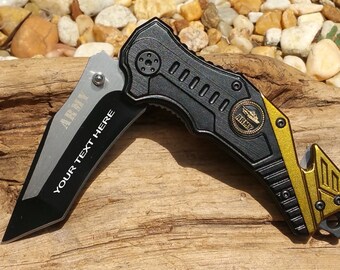 Laser Engraved Army Logo Knife