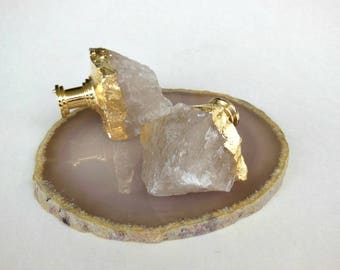 ROUGH CRYSTAL QUARTZ Drawer Knobs - Free-Form Natural Stone Pulls - Stone Cabinet Knobs - Home Decor