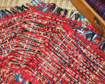 Handwoven Coasters - Red Fiber Coasters - Eco Friendly Mug Rugs - Hand Woven Coasters - Set of 4 Coasters
