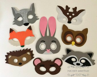 SET OF 8 Woodlands Party Masks, Woodlands Birthday, Woodlands Party Favors, Woodlands Party Decorations, Woodlands Party, Kids Animal Masks