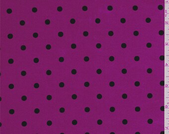 Deep Hot Pink/Black Polka Dot Satin, Fabric By The Yard