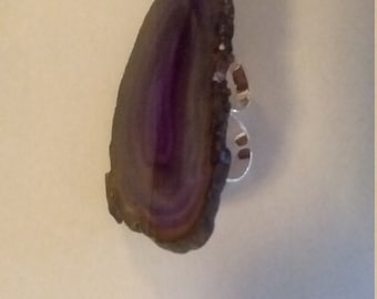 purple agate two finger ring