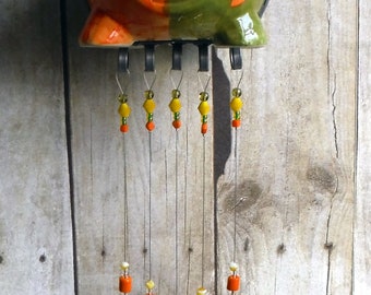 Spring Flying Pig Handmade Stained Glass Wind Chimes
