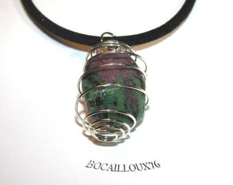 Collier PENDENTIF Cage Midi RUBIS-ZOÏSITE 32