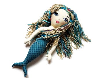 Little Girl Mermaid Doll - Custom Rag Doll - Little Mermaid Art Doll - Handmade to Order