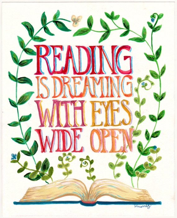 Items similar to Reading  is Dreaming Quote  Books  