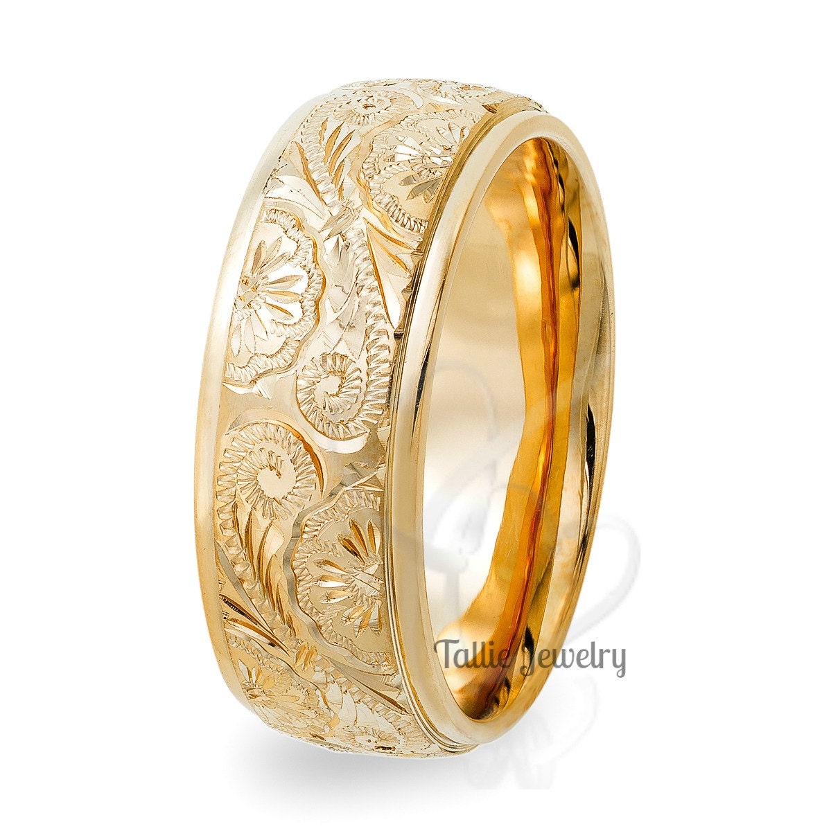 Filigree Eternity Wedding Band In 14K Yellow Gold ...