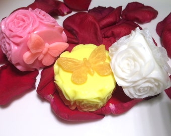 3 Roses Soap.Wedding Favor,Party Favor, Women Gift,3 Bars of Soap You Pick Colors & Scents