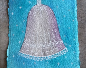 Lacey Silver Bell - Small, Original Watercolour Painting