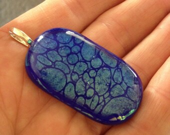 Indigo Dichroic Fused Glass Pendant