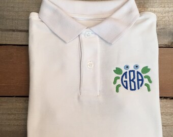 Boy crab monogram shirt, monogram crab shirt, boy crab polo shirt, boy shirt, boy polo shirt, SSD-49