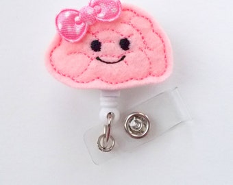 Bobbi the Brain - Name Badge Holder - Neurology Nurse Badge Reel - Health Professions Badge - Medical Badge - Neurologist Badge - RN