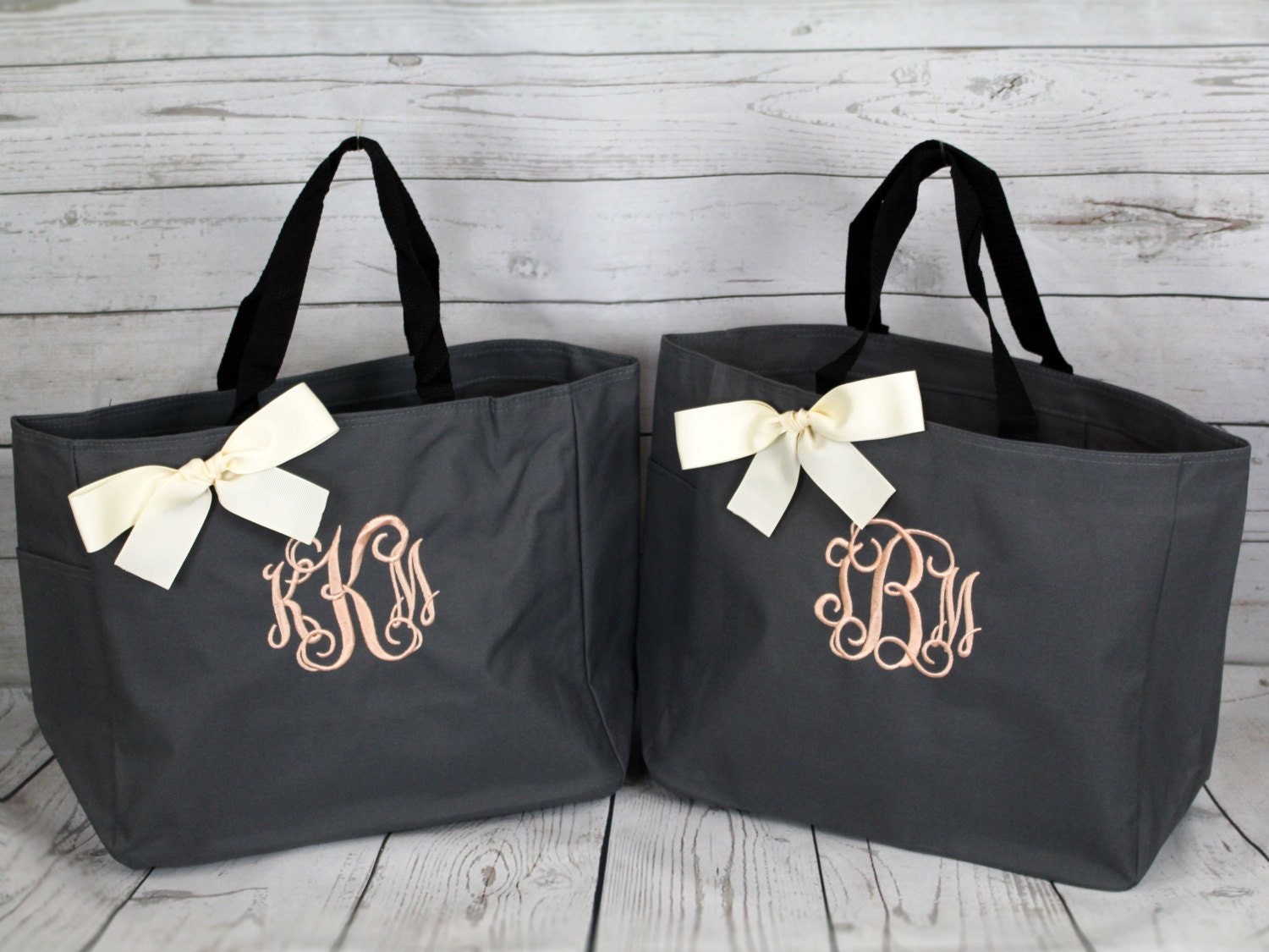 6 Personalized Bridesmaid T Tote Bags Wedding Day Totes