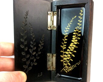 Golden Ferns Resin Art Ebony Box