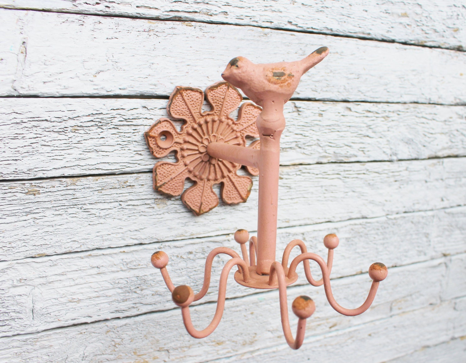 Bird Jewelry Holder With 6 HooksWrought Iron Display