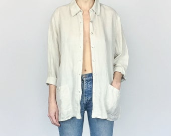 Natural Linen / Cotton Oversized Button-down (XL)