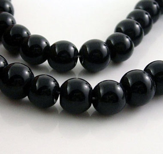 Round Black Glass Beads 6mm Sold per strand BST1140C
