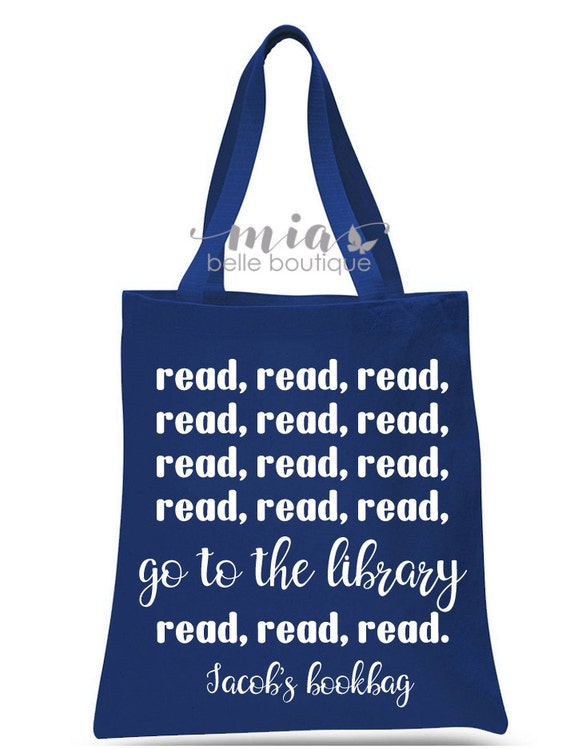 Reading book bag personalized library bag reader gifts