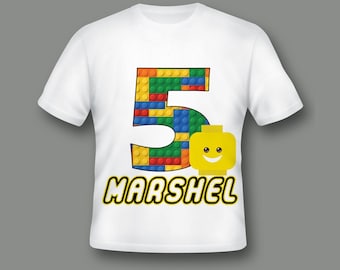Building Blocks Shirt, Custom Birthday Shirt, Custom Party Shirt, Building Blocks, Kids Birthday Shirt, Custom Print Shirt ; 51000126