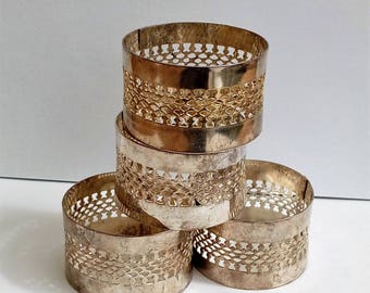 Set of 4 Vintage metal napkin rings serviette holders