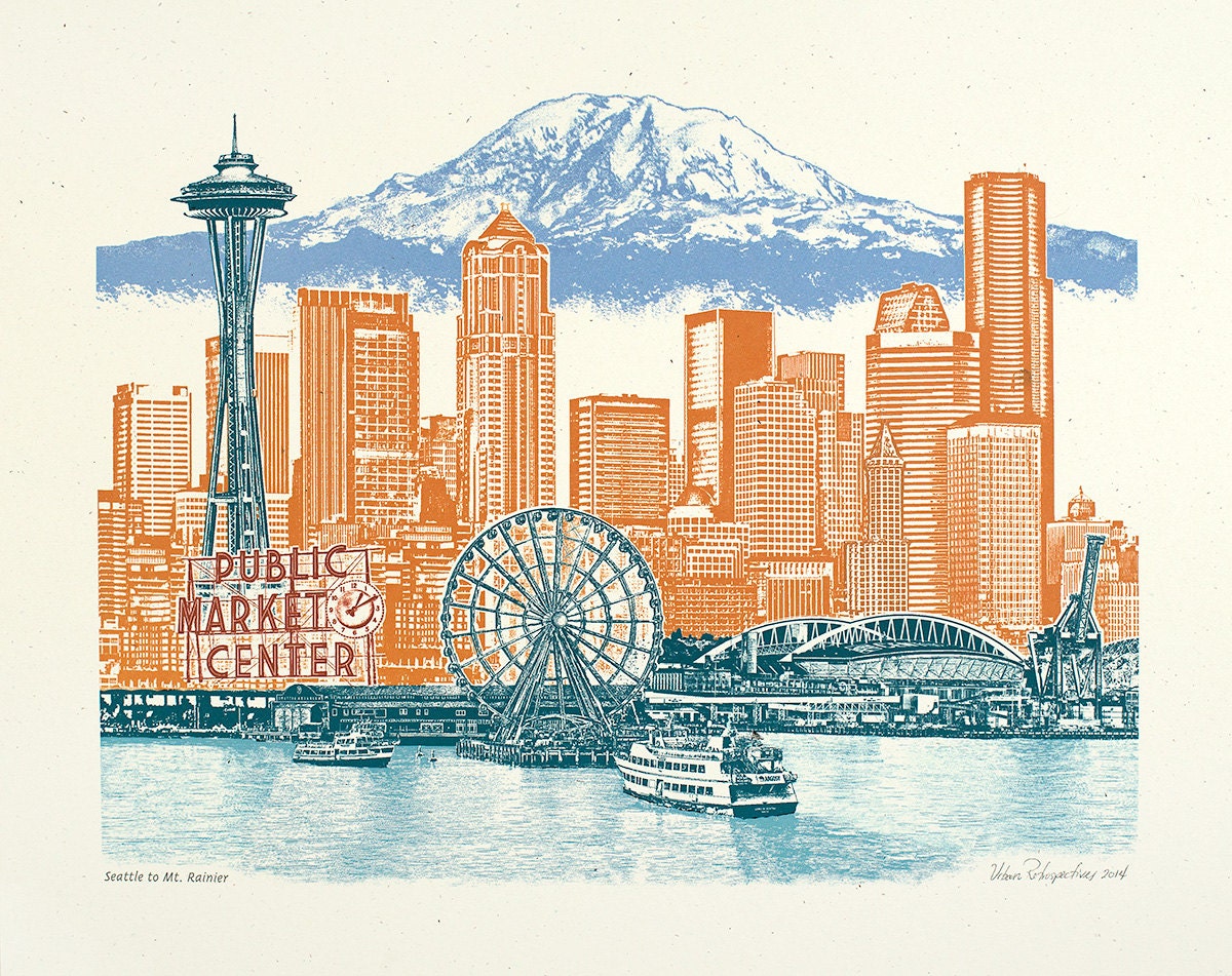 Seattle Art // Print // Wall art // Washington Art // Collage