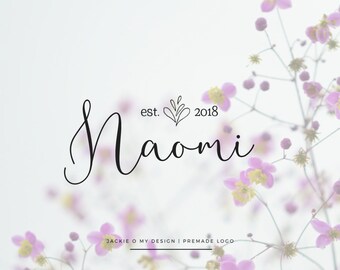 Premade Customizable Logo Design - Minimal Logo - Typeface - Handwritten Logo - Photography Business Blog Brand Logo - Branding - Naomi