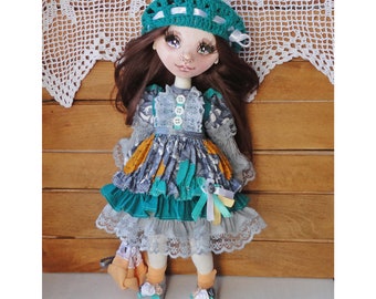Textile doll, Fabric Doll handmade. Beauty doll, art doll, lovely doll. Cute doll. Soft doll. Cloth doll. Gift. Nursery doll. Interior doll.