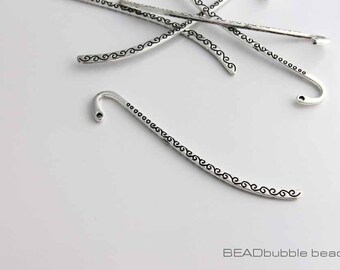 86mm Metal Bookmark Blank for Beads Silver Tone Swirl Pattern Pack of 5