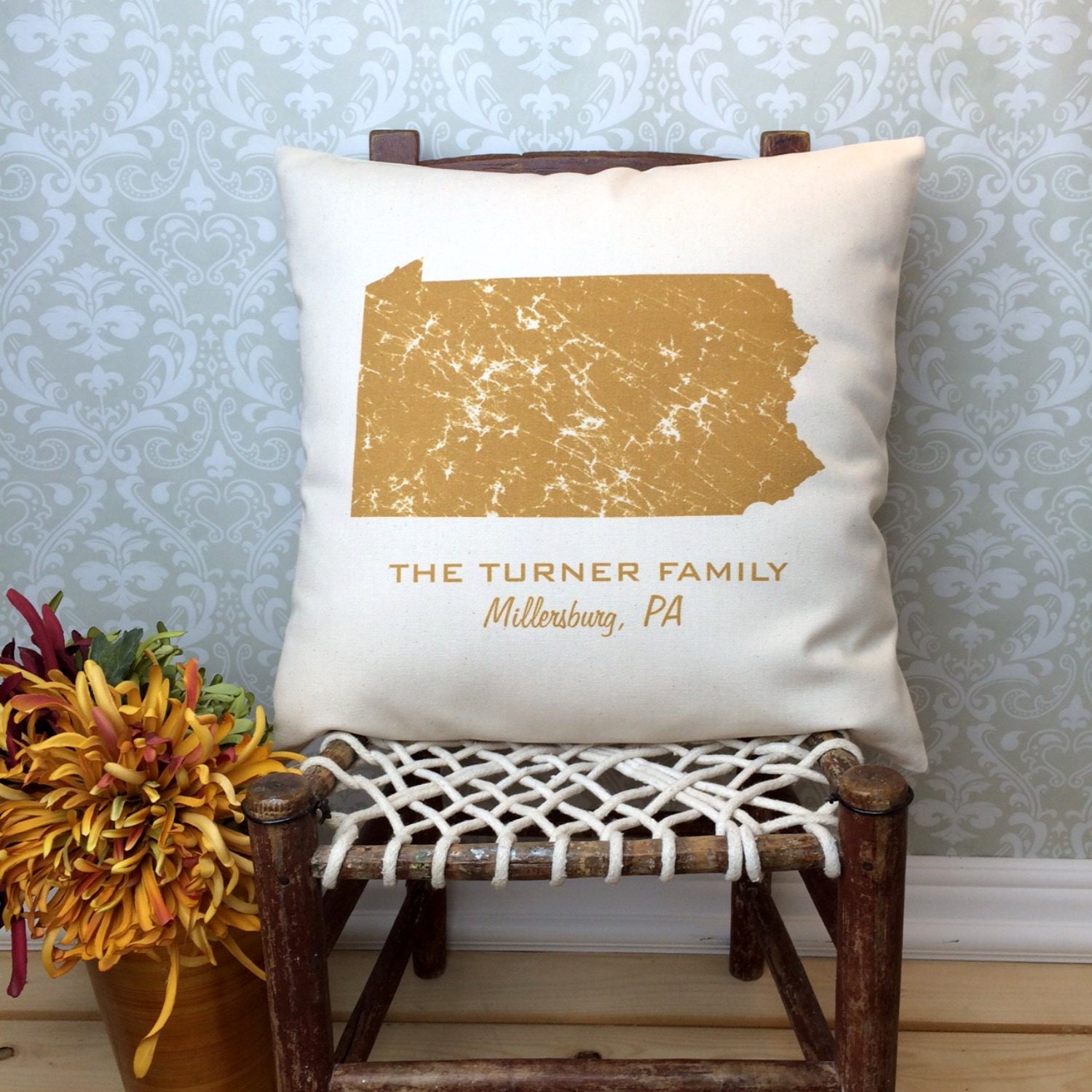 Pennsylvania State Pillow Cover Personalized with Your Family