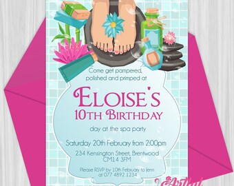 printable spa party invitation diy invite spa manicure facial spa party flyer