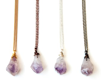 raw amethyst necklace, amethyst necklace, raw stone necklace, crystal necklace, amethyst pendant, raw amethyst, amethyst jewelry, amethyst