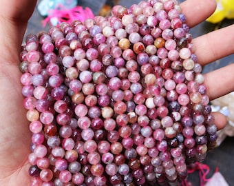 pink tourmaline, round beads, pink beads, natural gemstones, 5-6mm beads, 5mm beads, 6mm beads, natural gemstones,