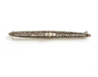 Antique Art Deco Brooch 14K Gold Seed Pearls | Antique Jewelry Gold Brooch | Antique Jewellery | Gift for her