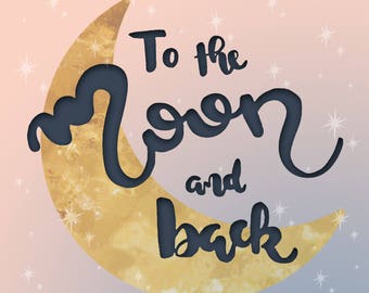 Pink print: Star To the moon and back