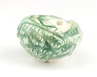 green beads, white beads, ceramic beads, porcelain beads, textured beads, nugget beads, artists beads, ooak bead, stringing beads