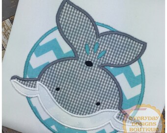 Smiling Whale Patch Machine Embroidery Applique Design