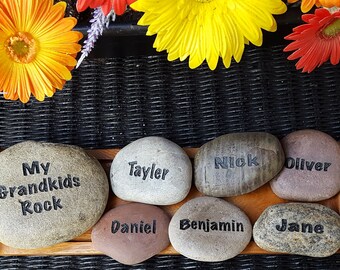 My Grandkids Rock - Gift for Grandma - Personalized Name Rocks - Engraved Rock - Keepsake - Christmas Gift - Family Keepsake - God Rocks